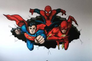 Spiderman-Superman-the-flash-Graffiti-1024x841